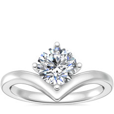 NEW Chevron Solitaire Engagement Ring in 14k White Gold